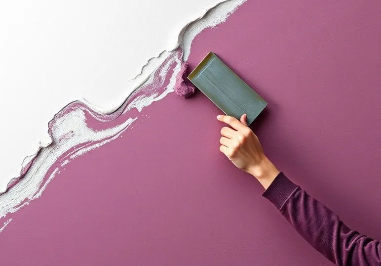 Application d'un enduit décoratif à la lisseuse sur un mur
